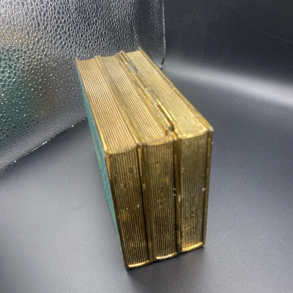 Vintage Linden Brass‎ Plated Rose Jewelry Box Gold Tone 3 Stacked Book Shaped
